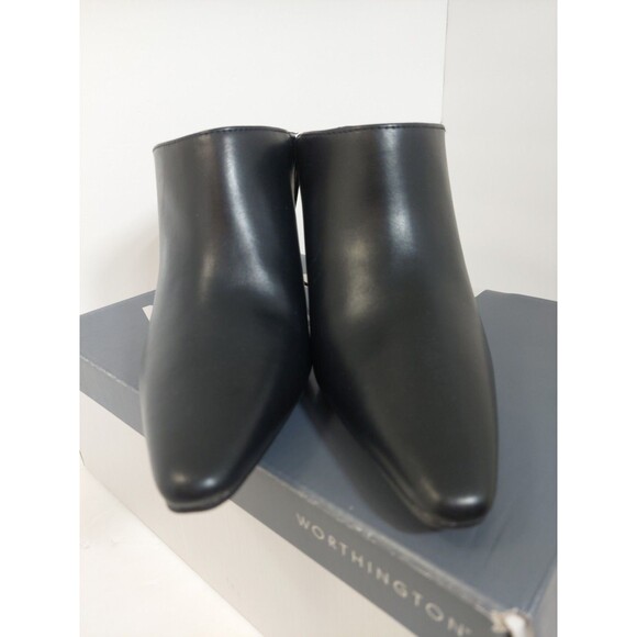 Worthington Women's Size 7 Nelda Mules 7M Black Gold Shiny Heel Slip On - Picture 4 of 13